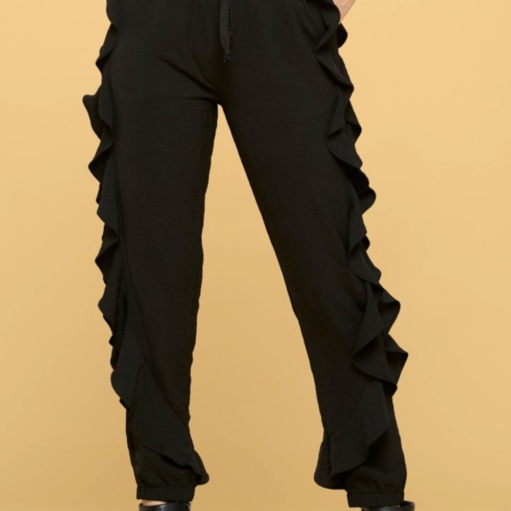 Black Ruffle Joggers